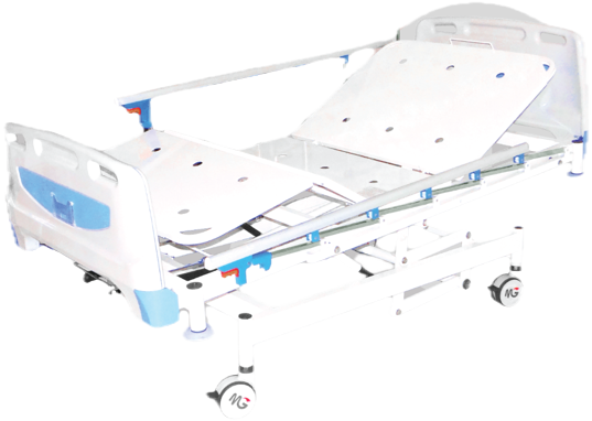 Five function hydraulic hospital bed available from Hettiarachchi Surgicals in Sri Lanka