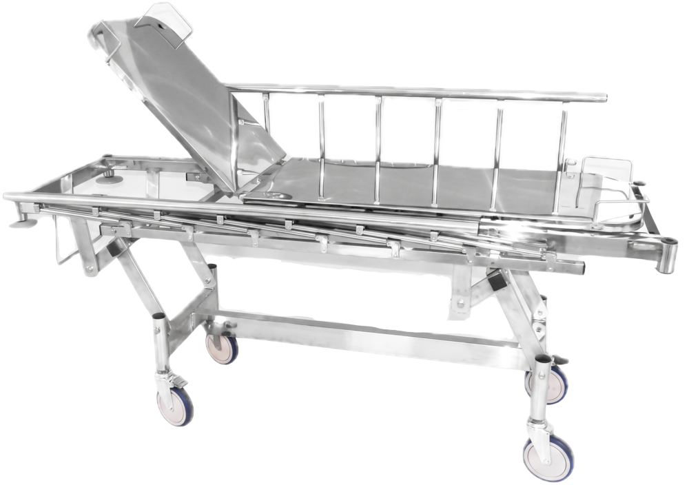 Patient Transport Trolley (Stainless Steel) (Code MG4010) — hospital furniture from Hettiarachchi Surgicals, Sri Lanka